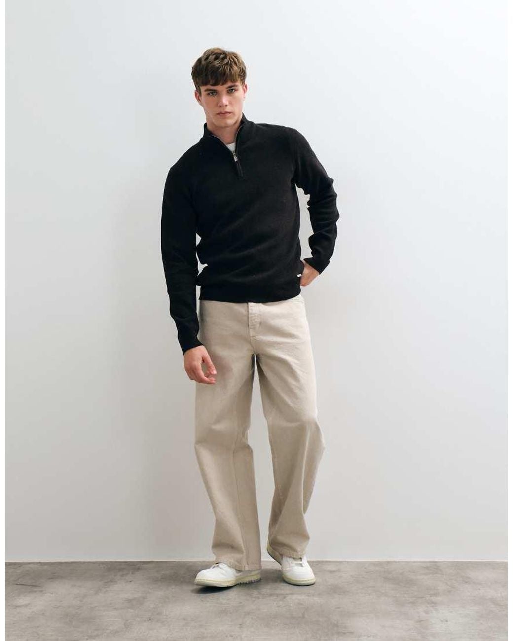 Threadbare Blue Classic 1/4 Zip Sweatshirt for men