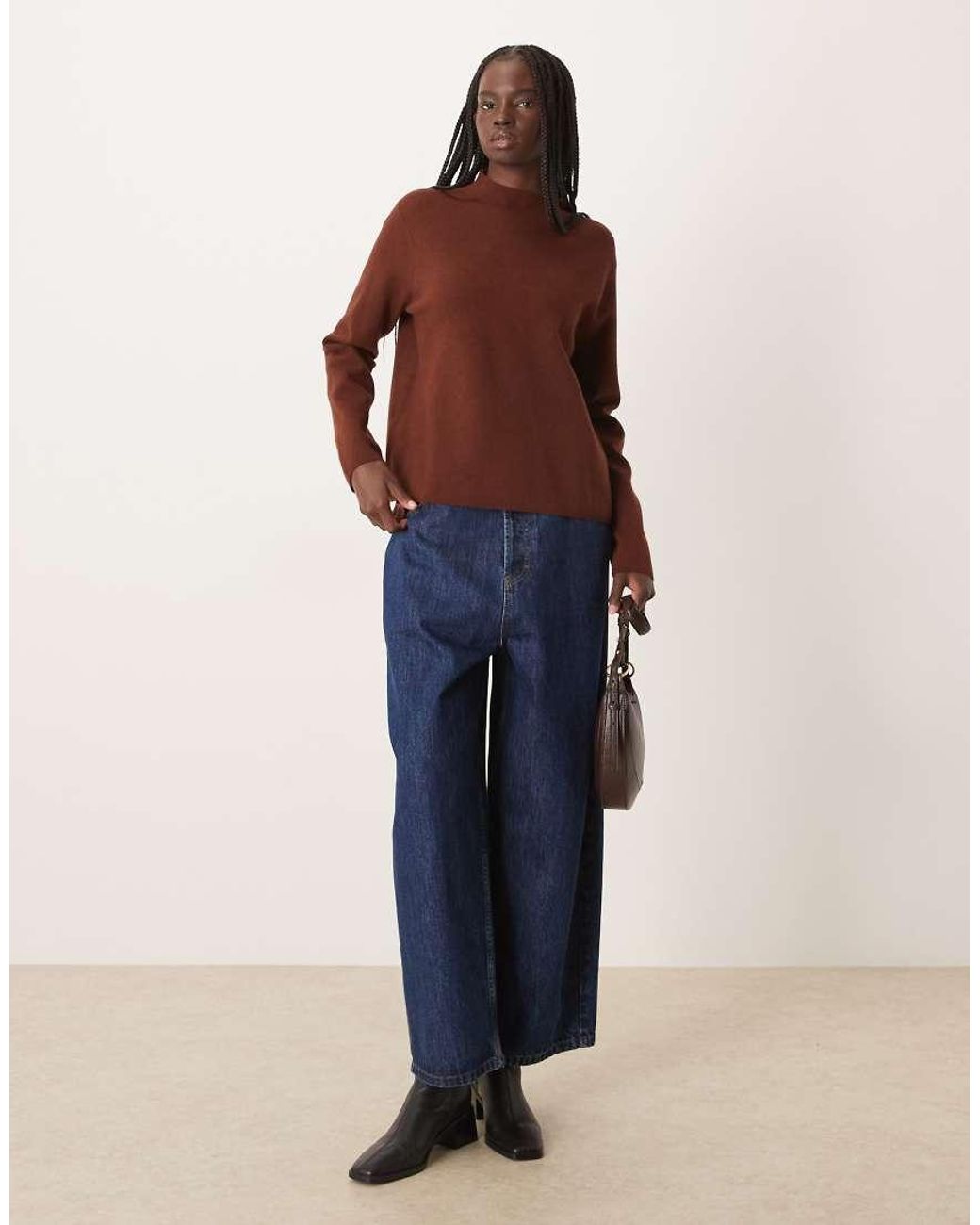 Mango Brown High Neck Jumper