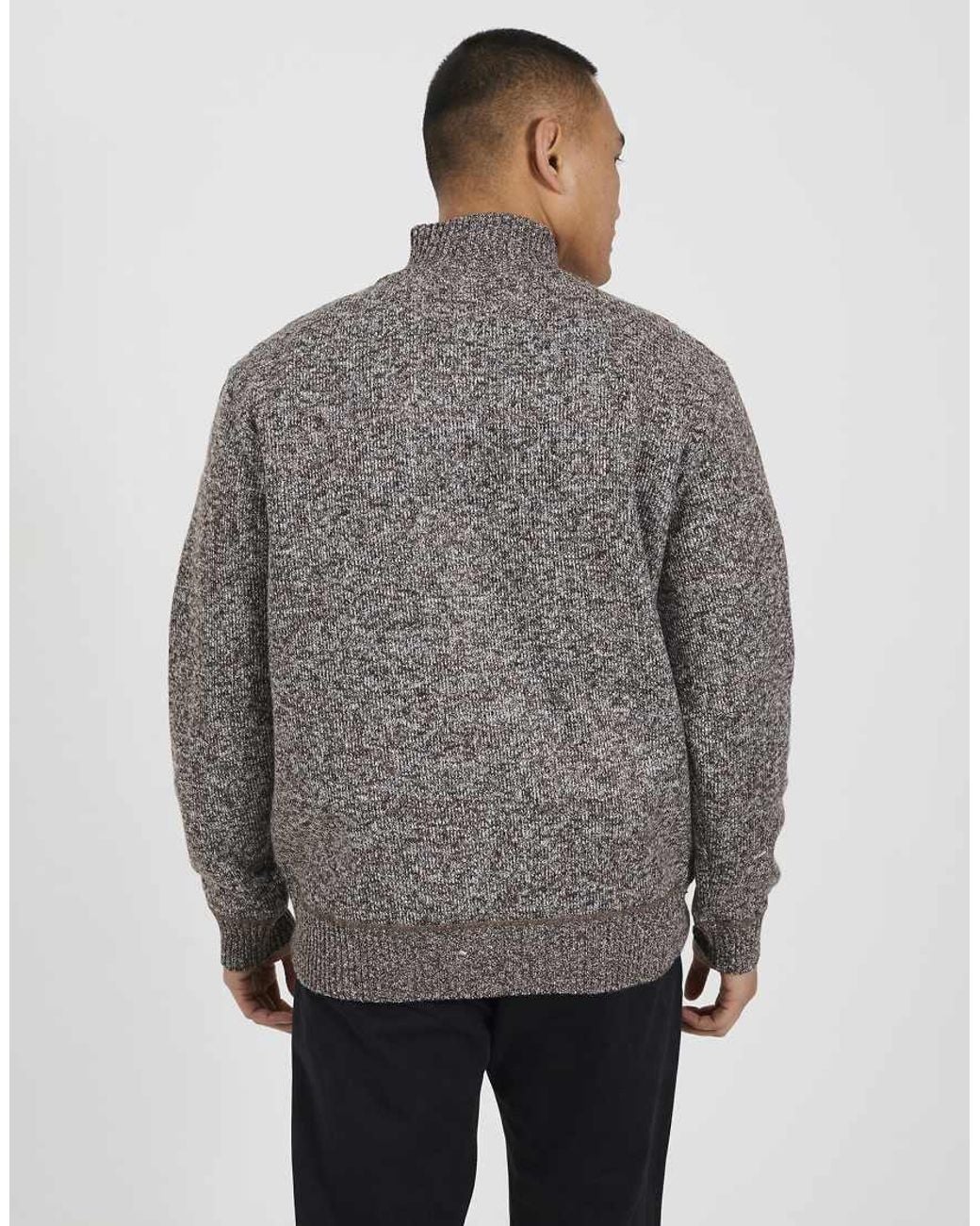Brave Soul Gray Funnel Neck Waffle Knit Zip Through Cardigan for men