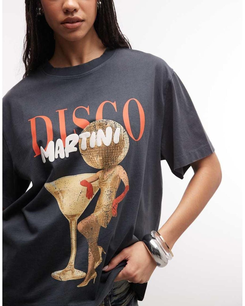 ASOS Blue Oversized T-Shirt With Vintage Disco Martini Graphic