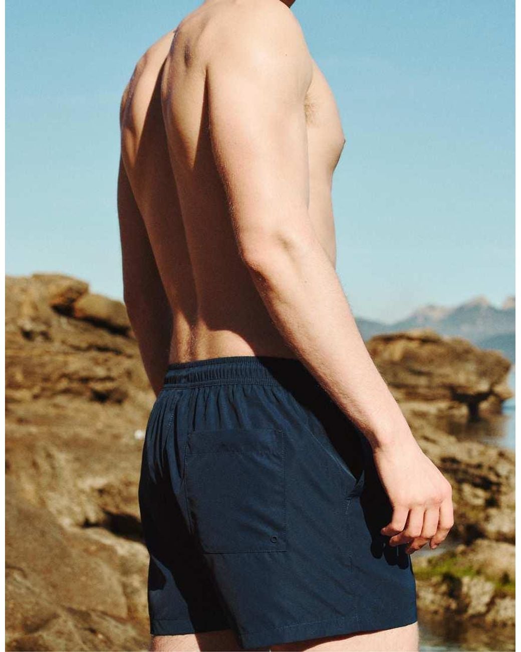 Pull&Bear Blue Basic Swimming Trunks for men