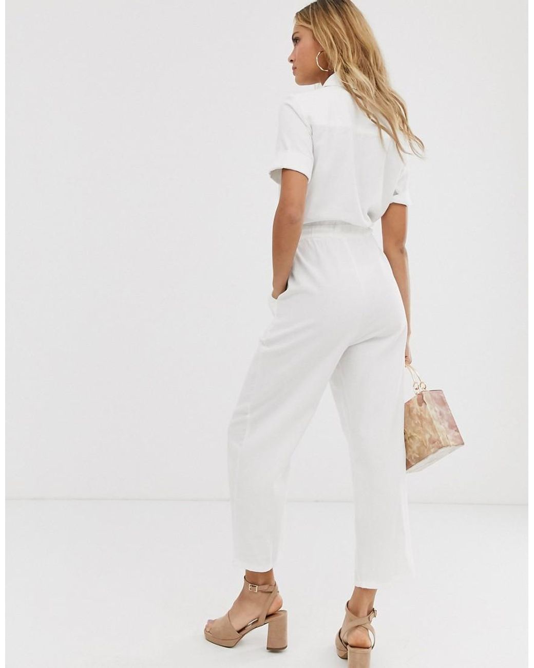 asos white utility jumpsuit