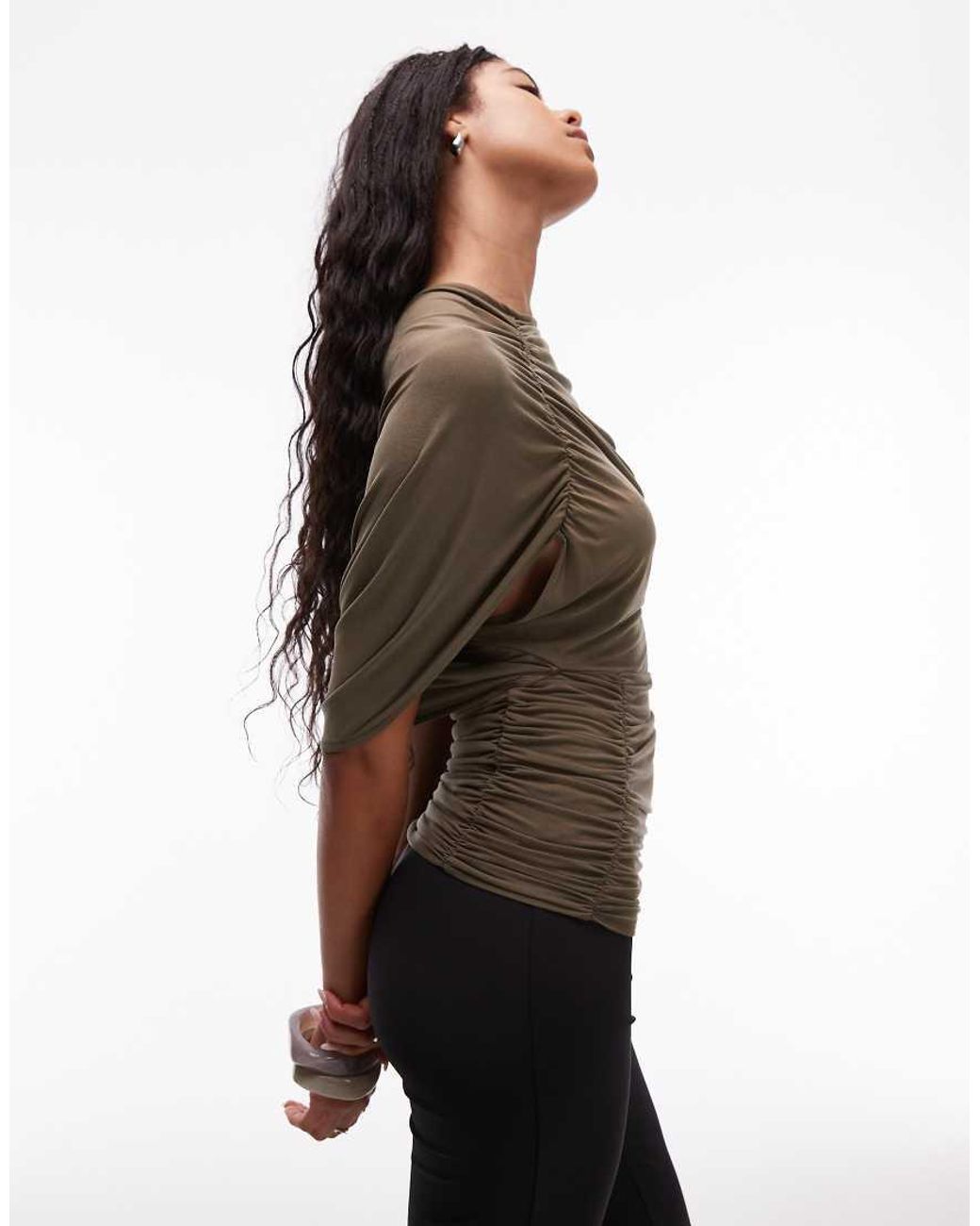 laagam Brown Aeris Draped Top