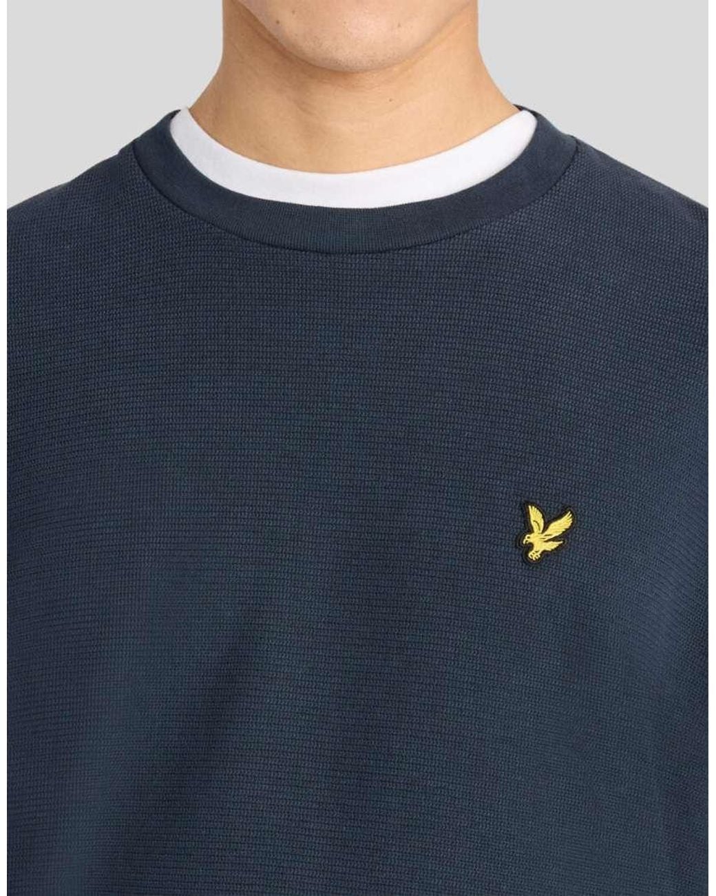 Lyle & Scott Blue Mid Layers Geo Rib Crewneck Sweatshirt for men