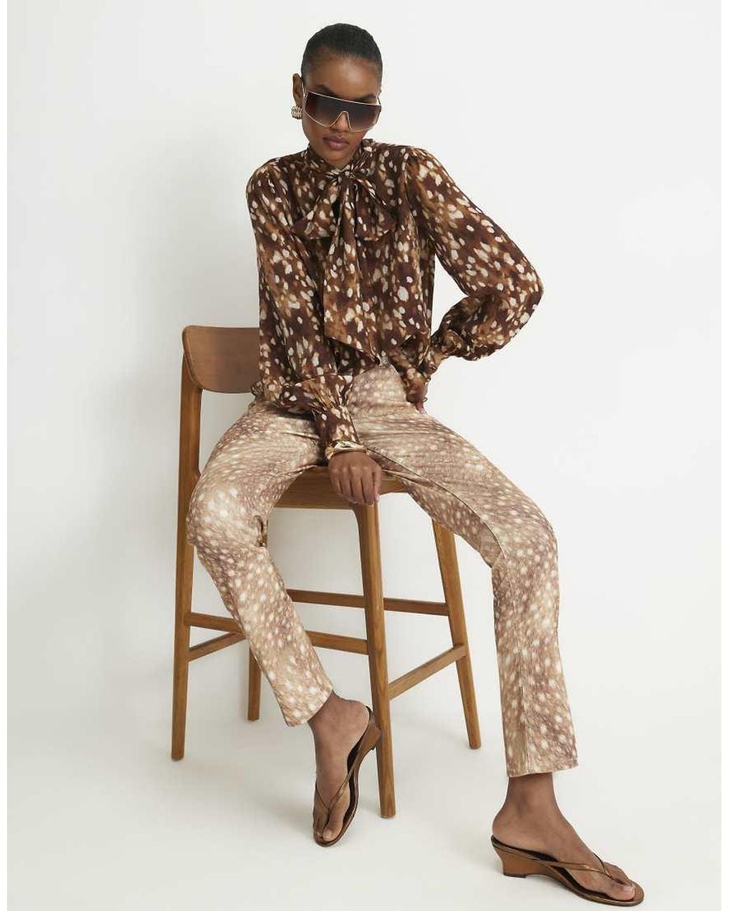 River Island Natural Deer Print Cigarette Jeans