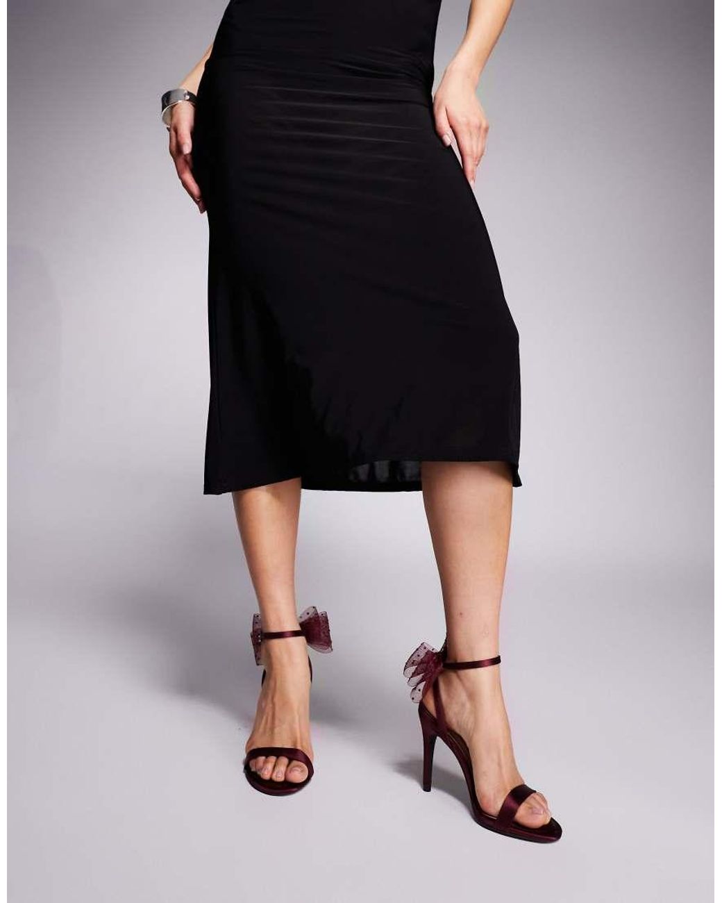 New Look Black Mesh Bow Heeled Sandals