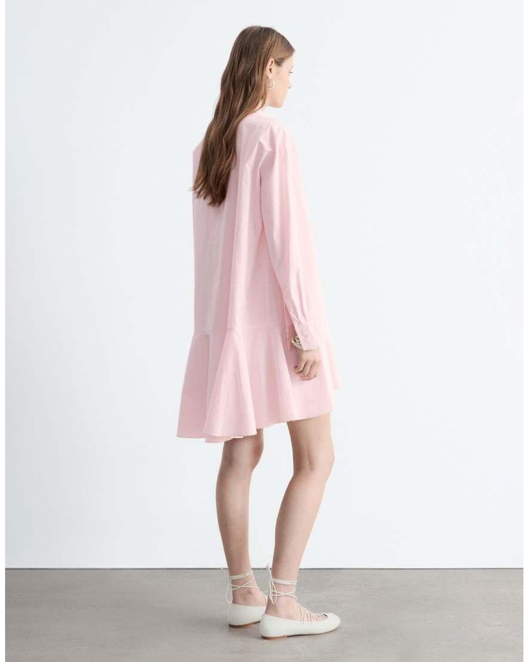 & Other Stories Pink Pure Cotton Poplin Polo Mini Dress