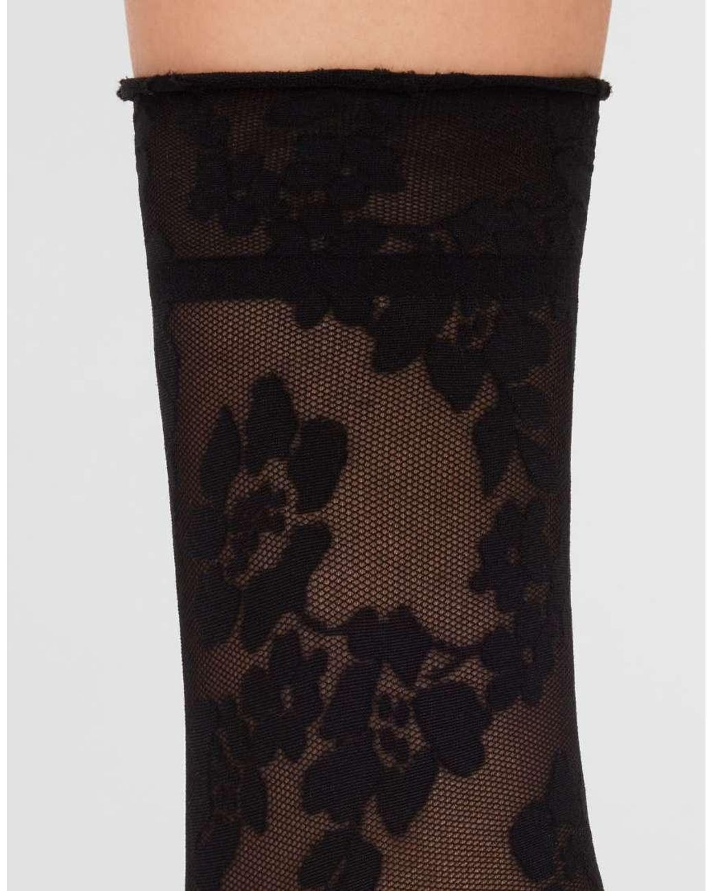 Calzedonia Black Floral Sheer Socks