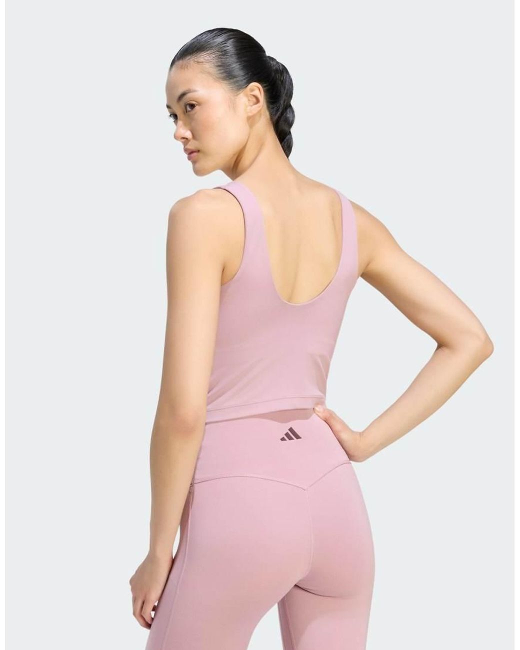 Adidas Originals Pink Three Stripes Studios All Me Light Support Tank Top