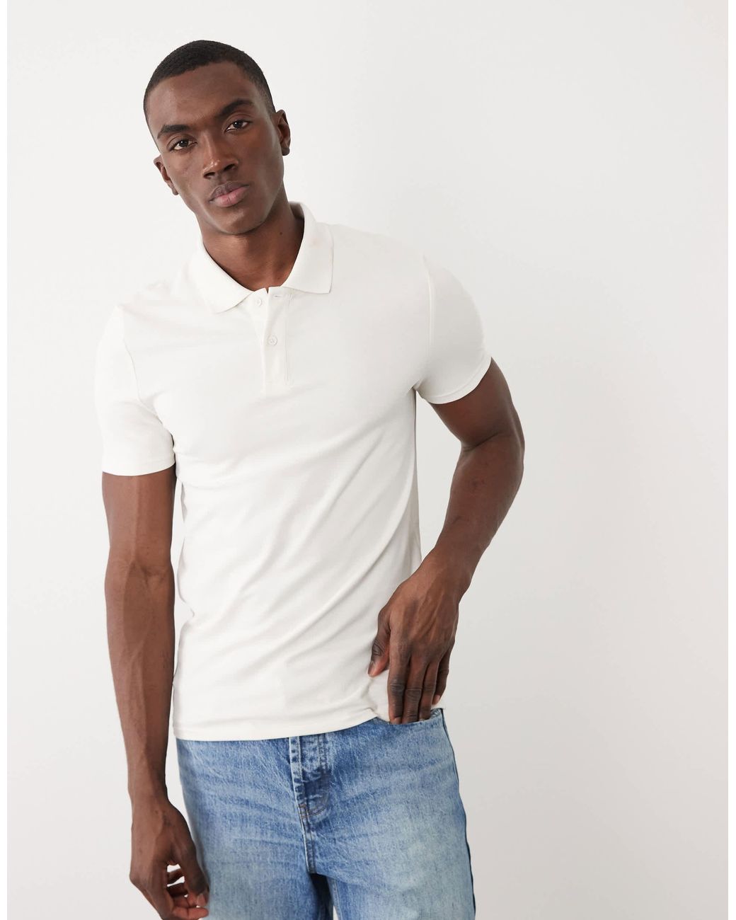 ASOS – körperbetontes basic-polohemd in Blue für Herren