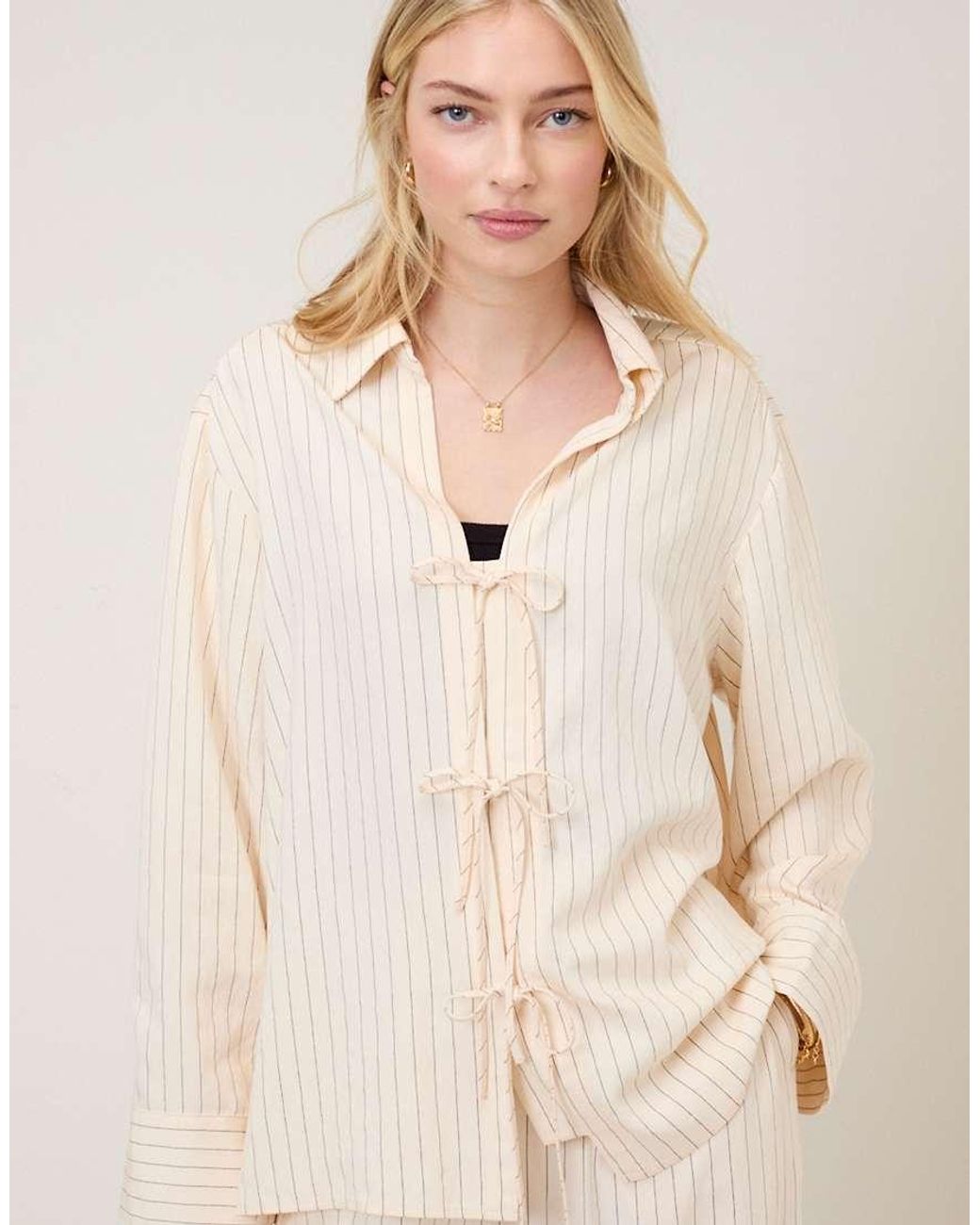 Nobody's Child Natural Binky Shirt With Tie Front