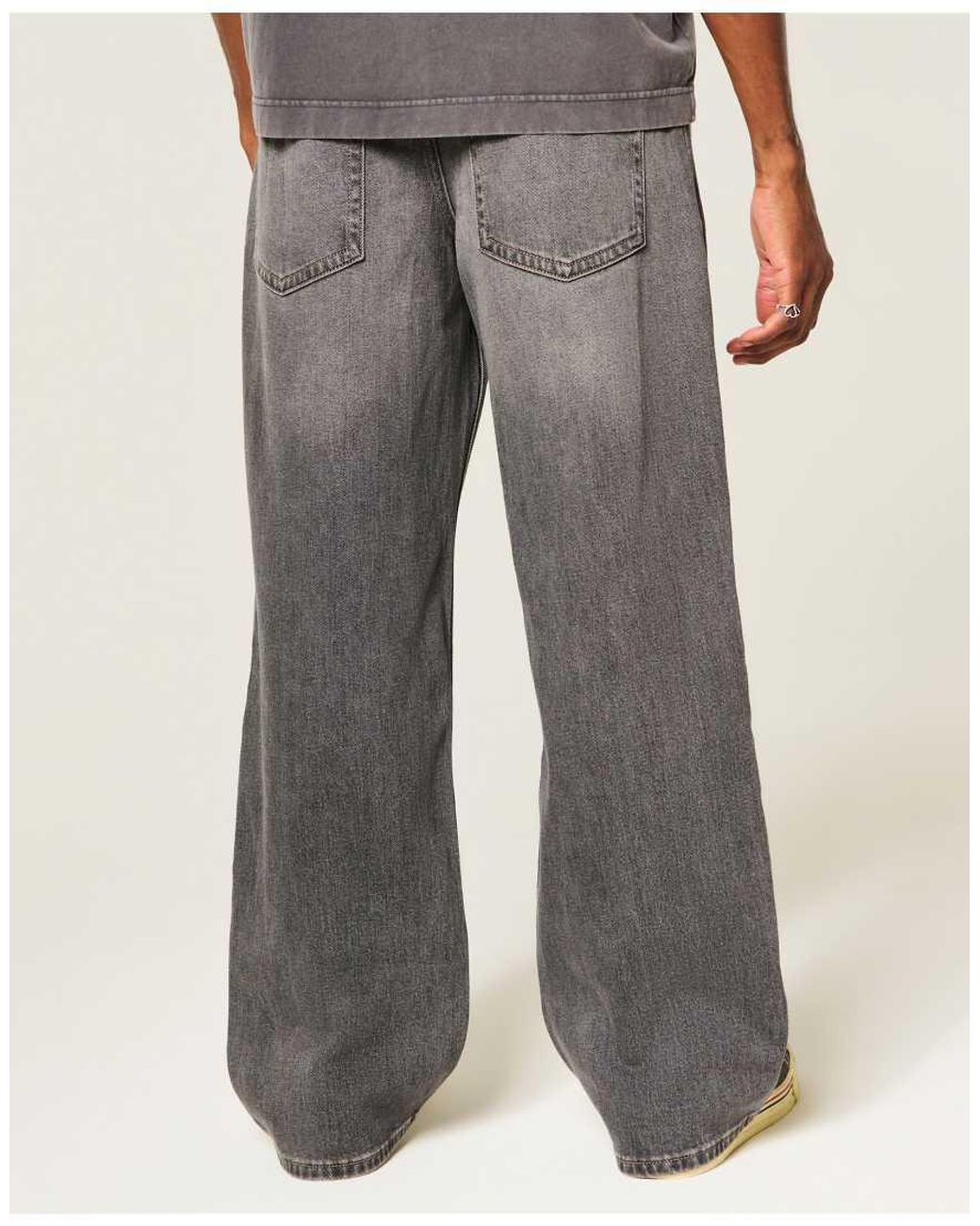 Hollister Black Low-Rise Logo Graphic Baggy Jeans for men