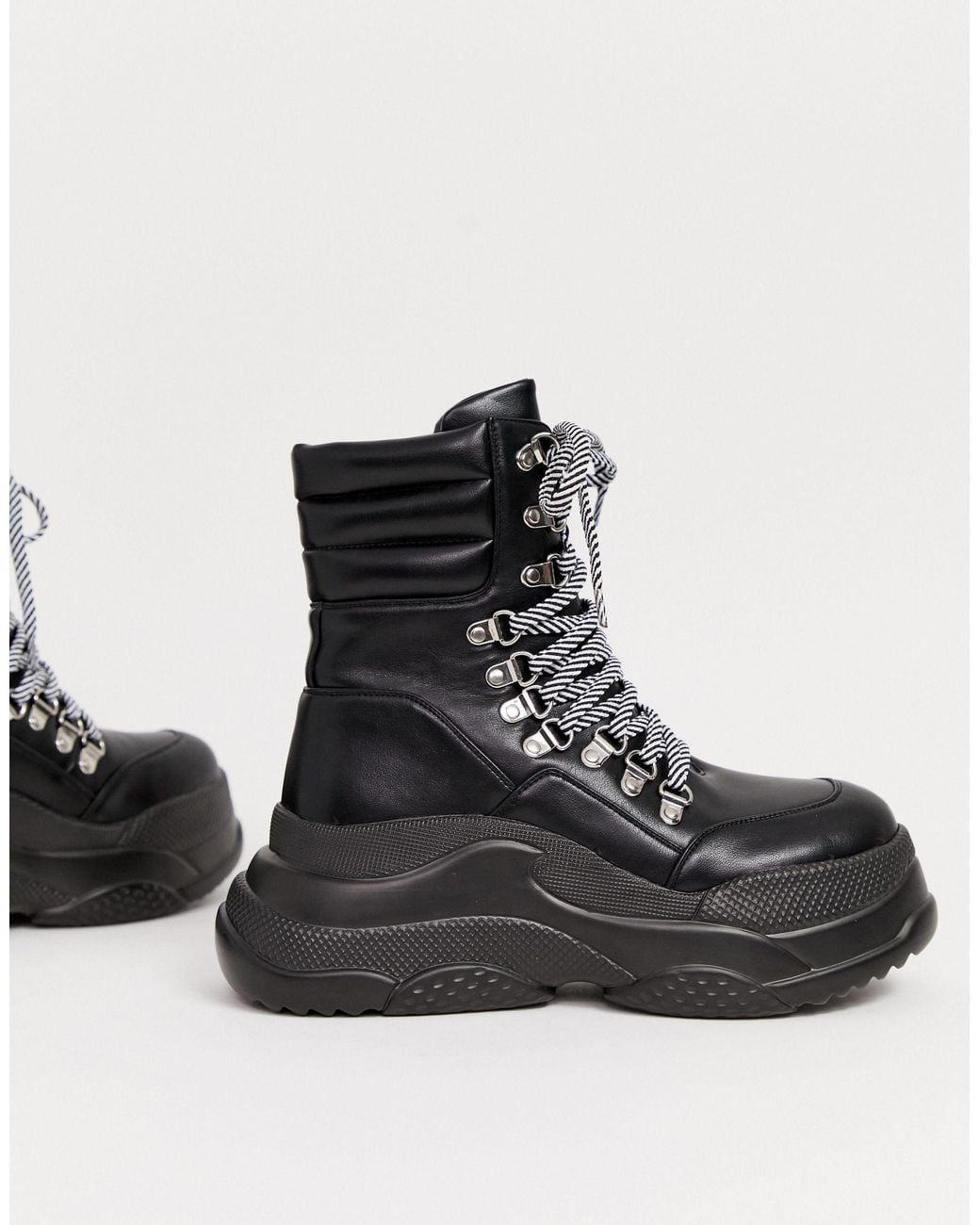 black chunky hiker boots