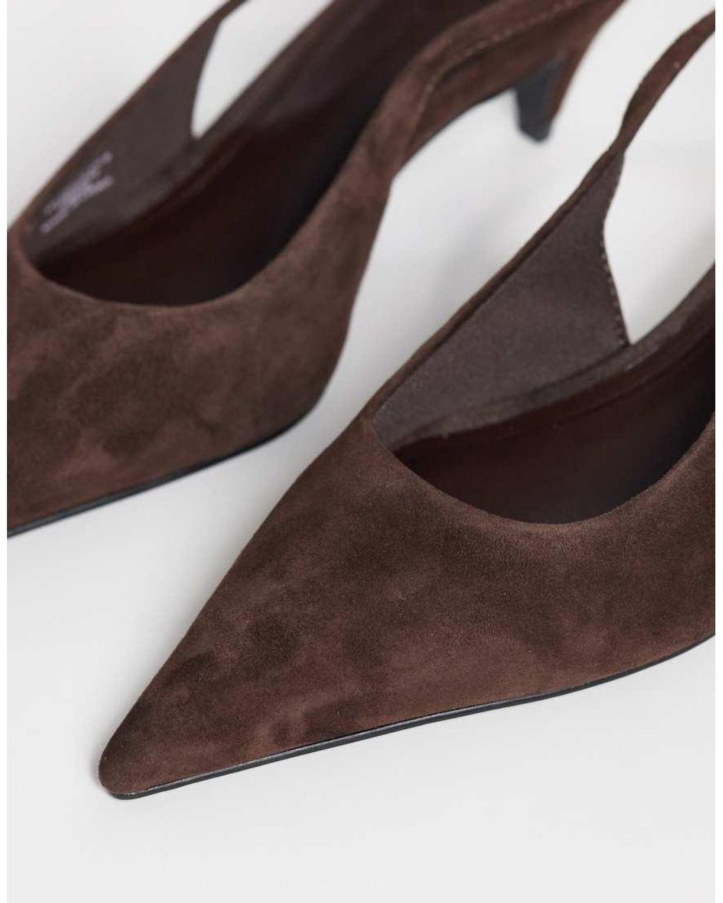 ASOS Brown Scarlet Premium Real Suede Slingback Kitten Heels