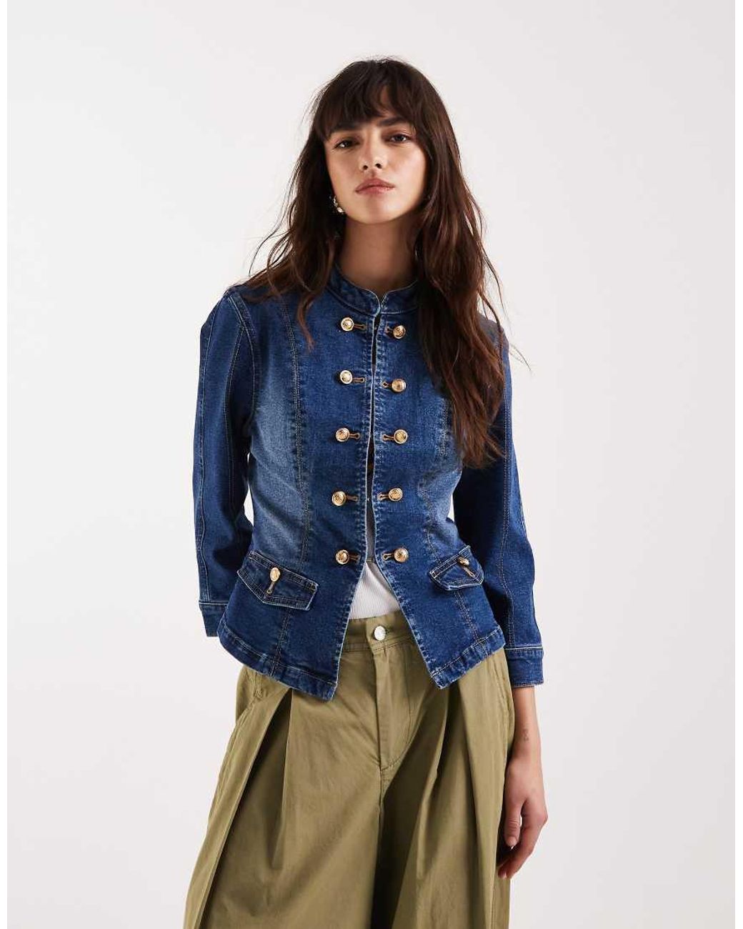 ASOS Blue Shrunken Drummer Style Jacket - M