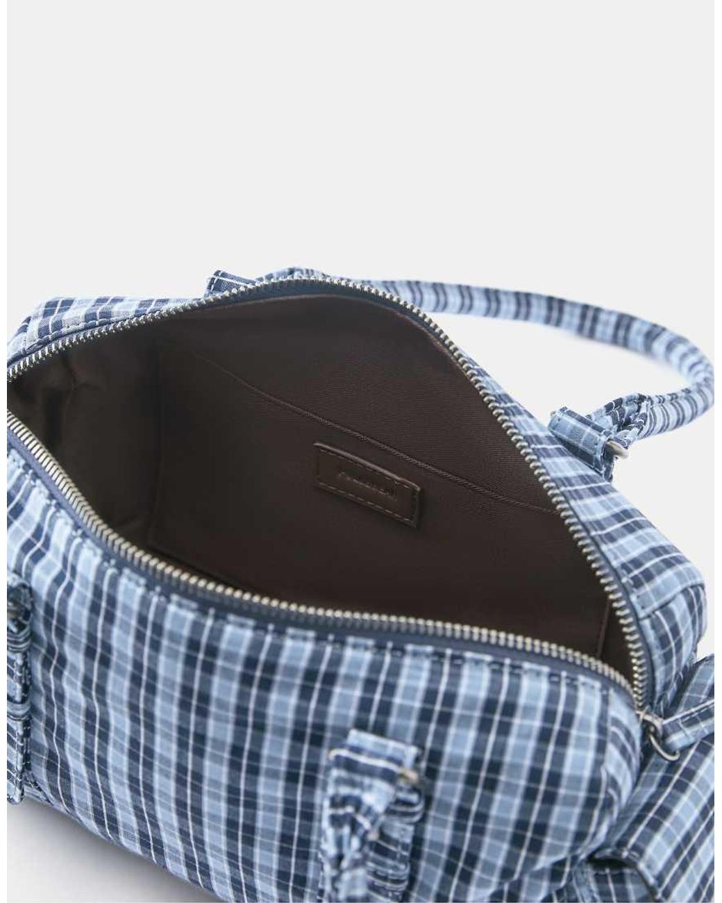 Pull&Bear Blue Check Print Shoulder Bag