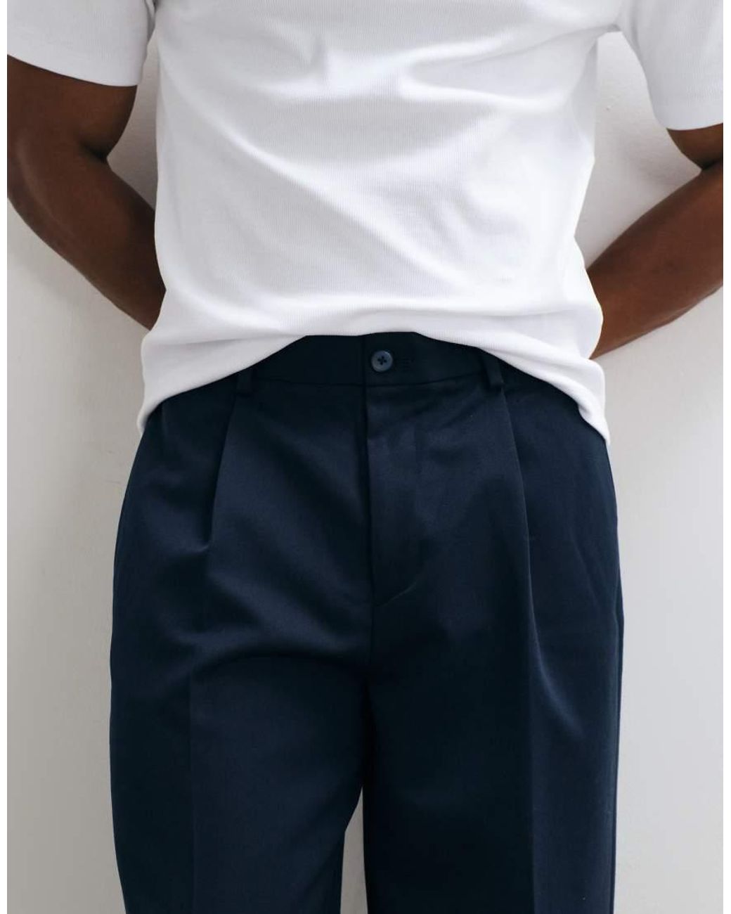 ASOS White Tailored Pleated Oversized Tapered Pants for men