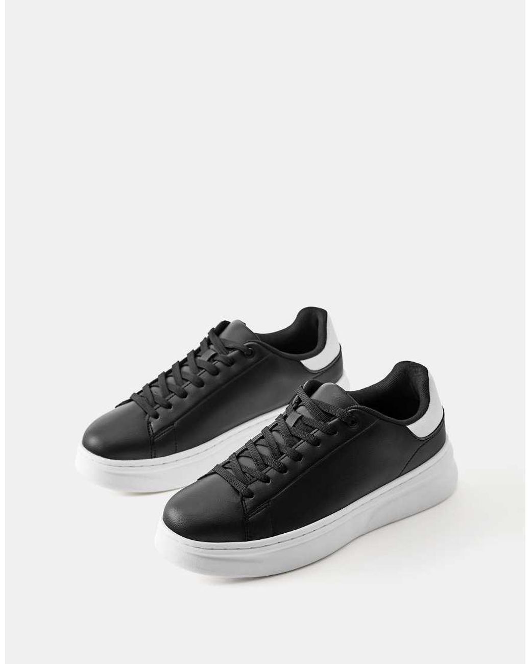 Pull&Bear Black Casual Trainers With Detail for men