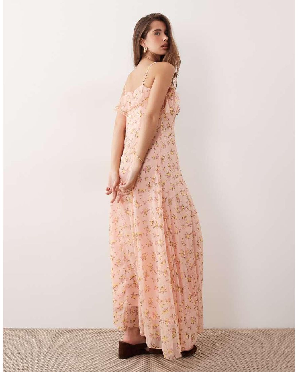 Y.A.S Pink Frill Trim Cami Maxi Dress
