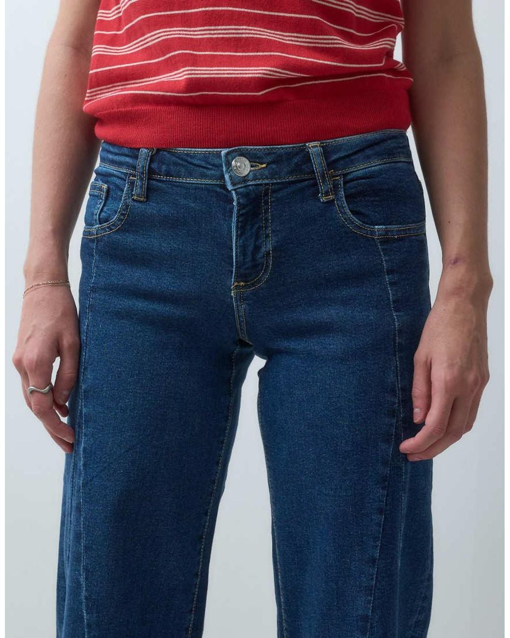 Mango Blue Teen Seam Front Straight Jean