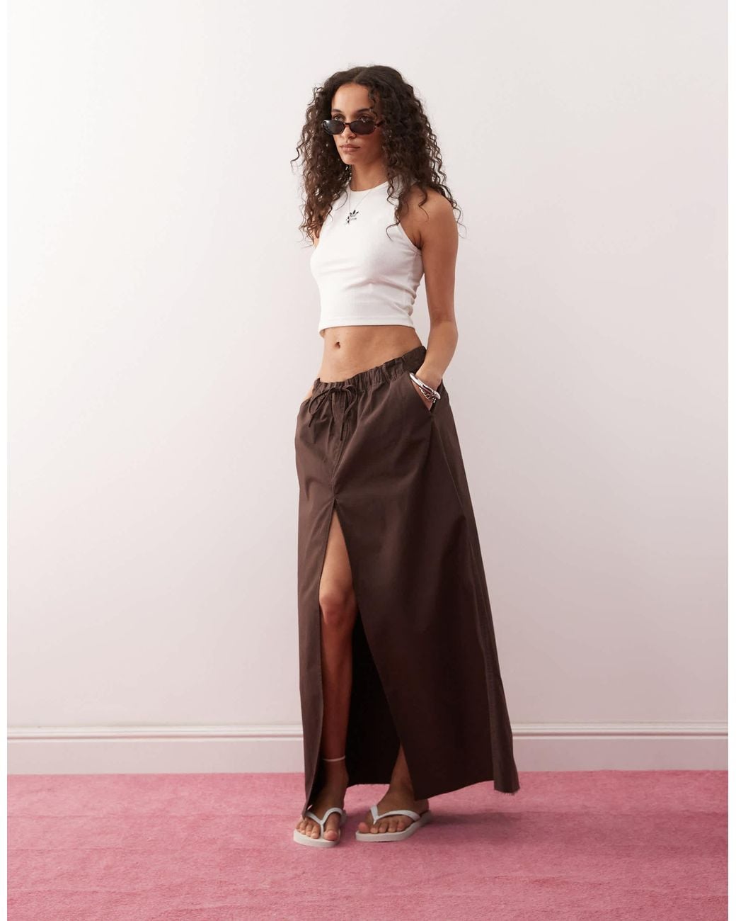 Monki 05913267 Monki Maxi Skirt With Elasticated Waistband in Pink | Lyst