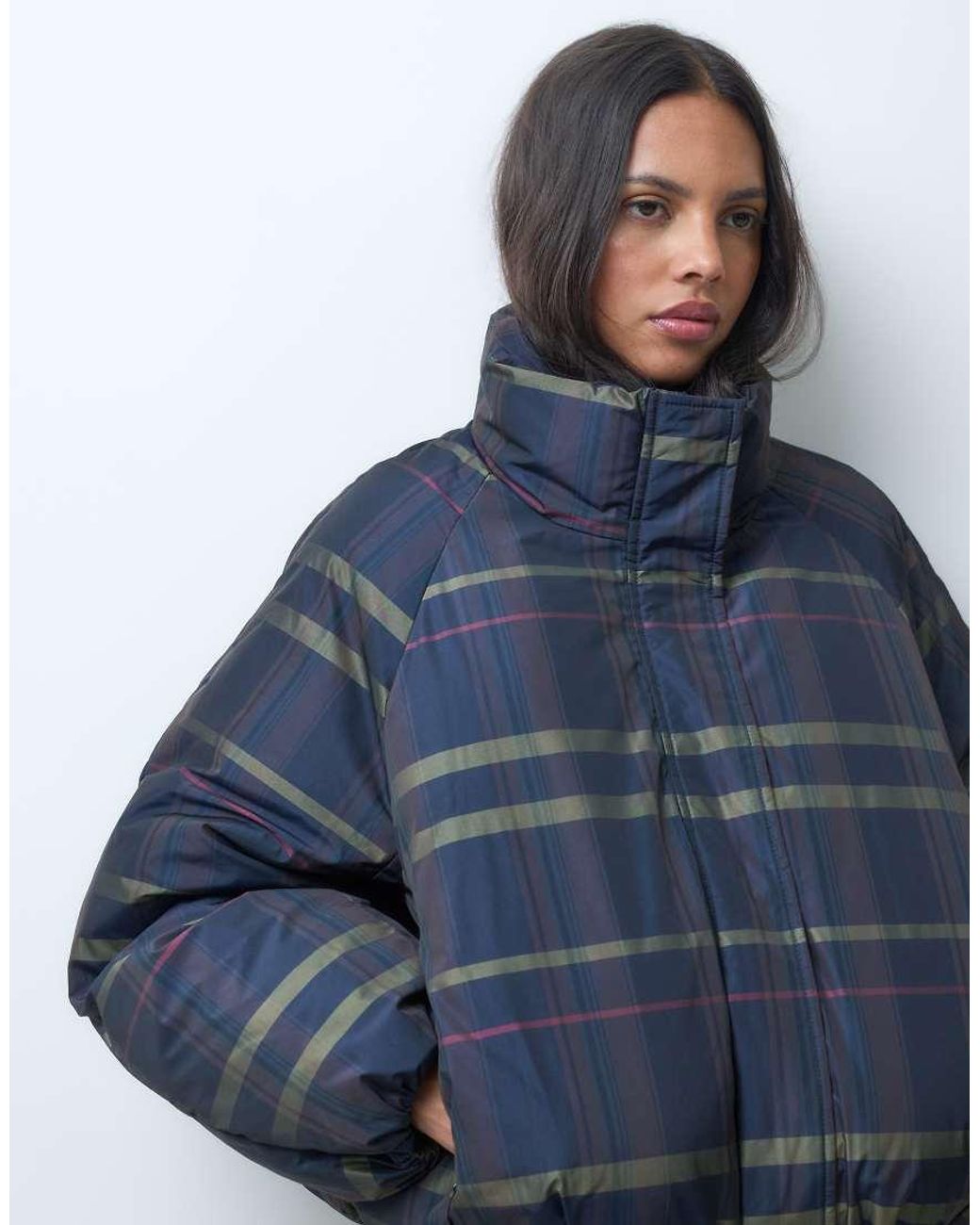 ASOS Blue Short Funnel Neck Puffer Jacket