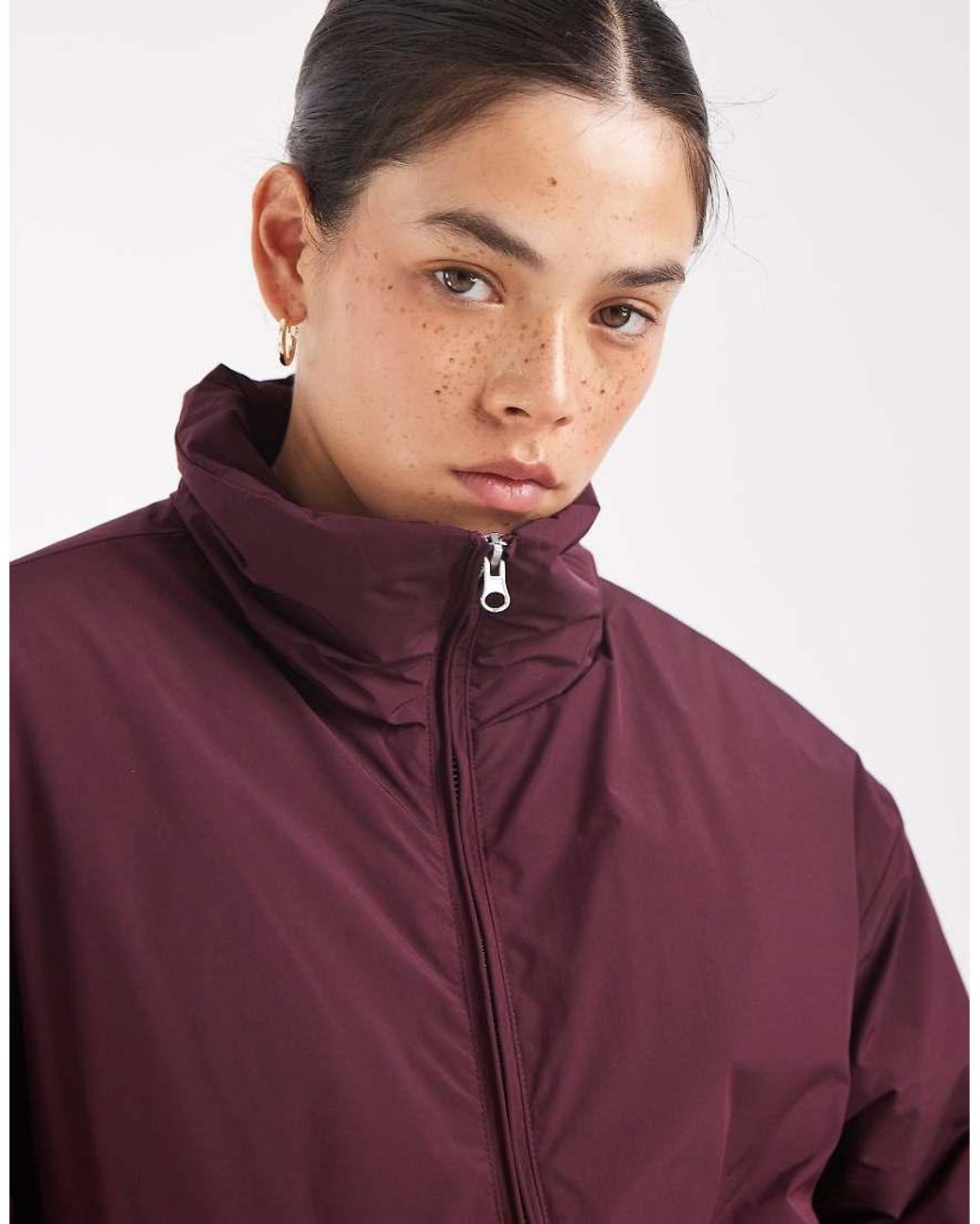 Pieces Purple Funnel Neck Padded Jacket With toggle Trim