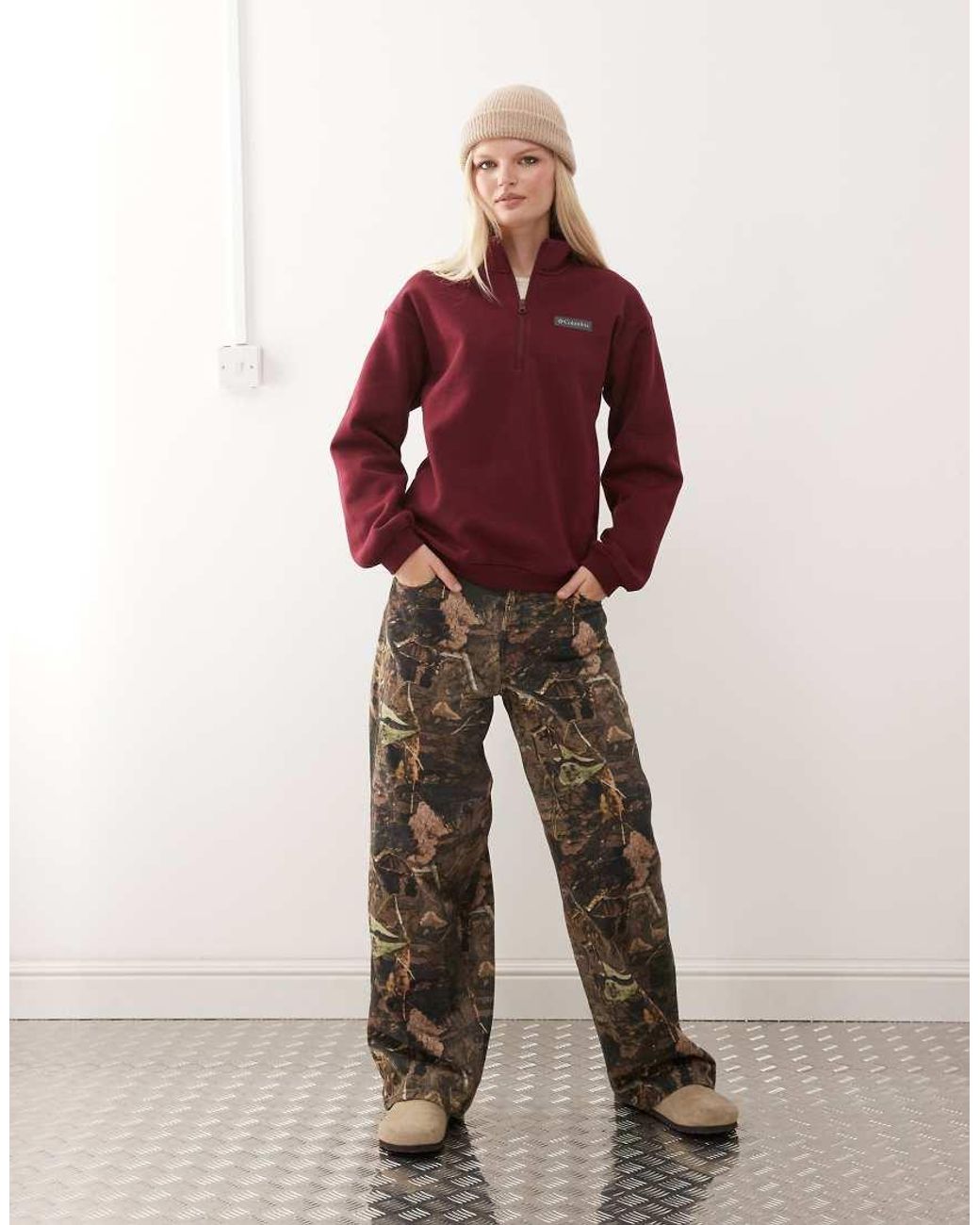 Columbia Red Meridian Creek Quarter Zip Fleece