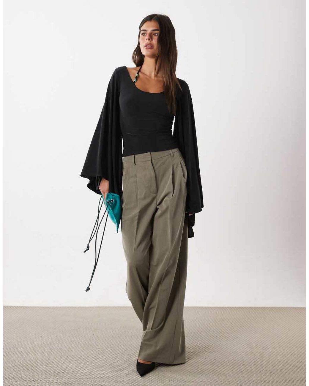 ASOS Black Co-ord Beaded Kimono Sleeve Top