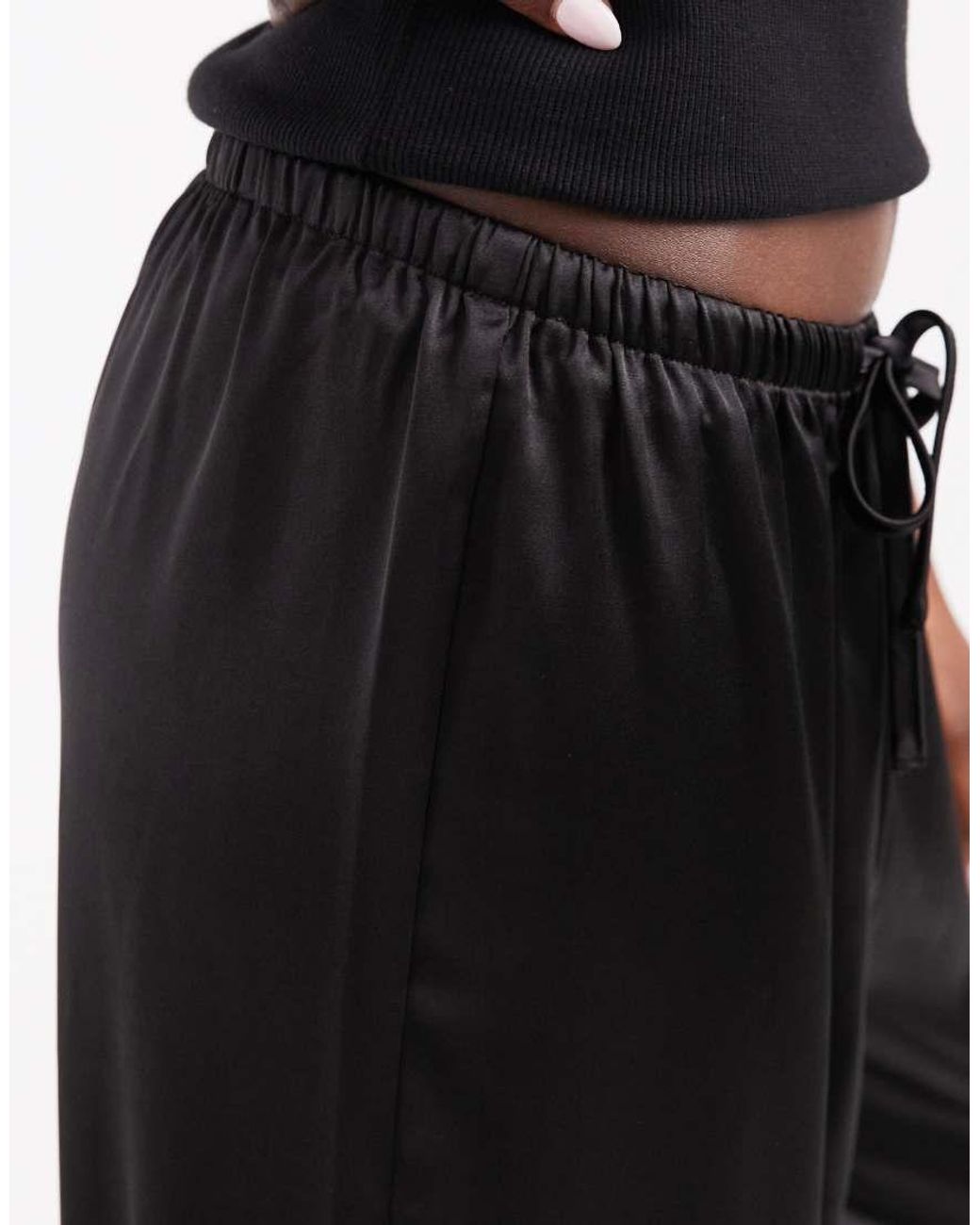 ONLY Black Wide Leg Satin Trousers