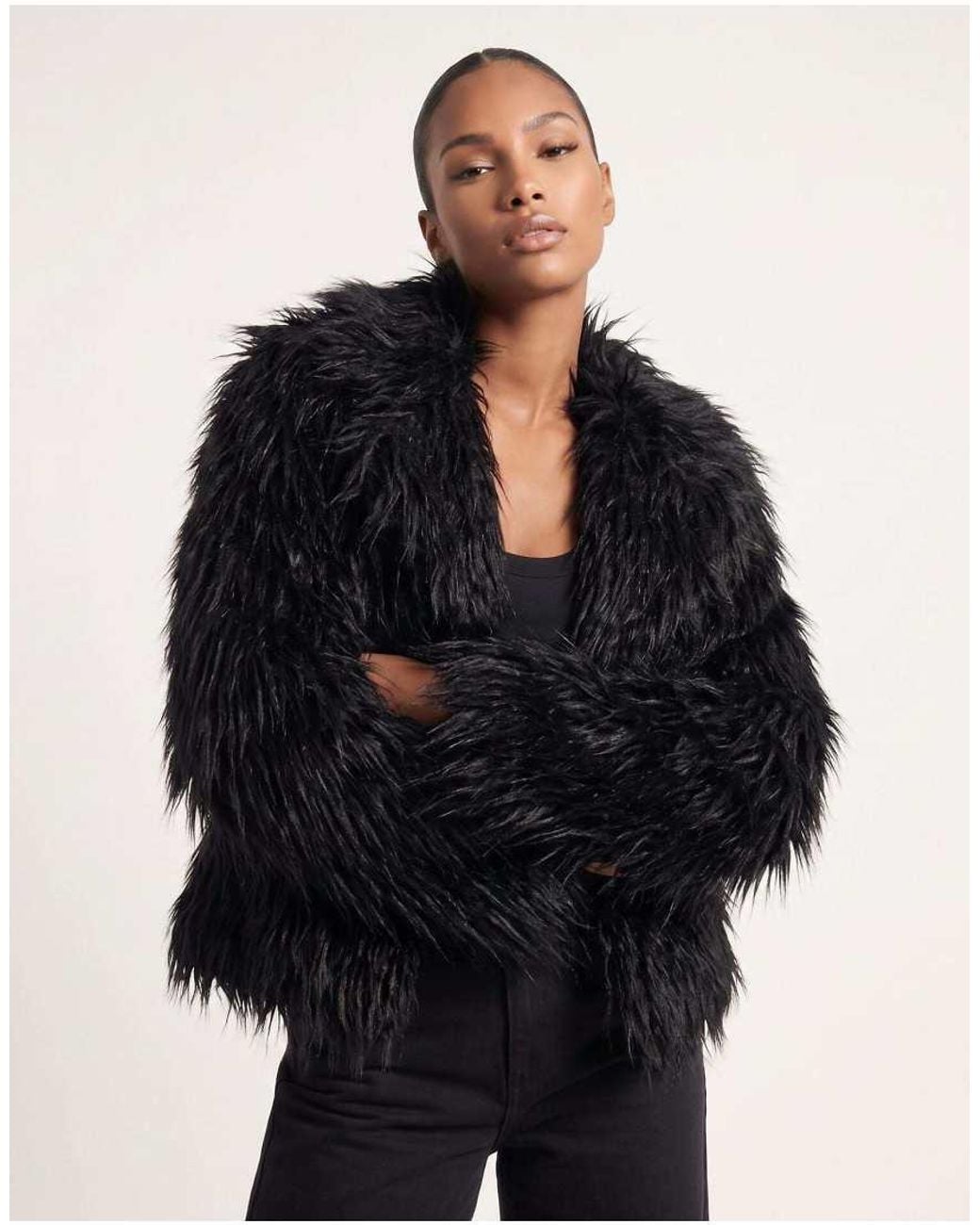 Harry Brown Black Jayla Boxy Fur Coat