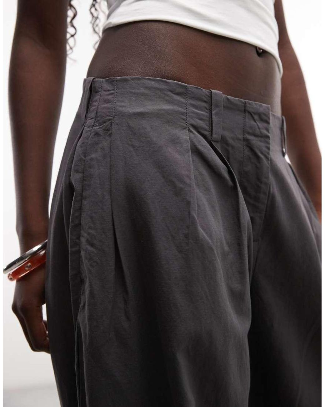 Weekday Gray Super Wide Leg Pleated Trousers