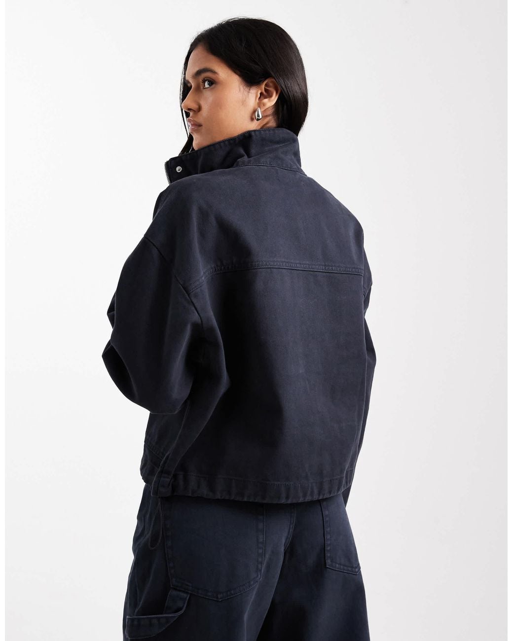 ASOS Blue Denim Funnel Neck Jacket