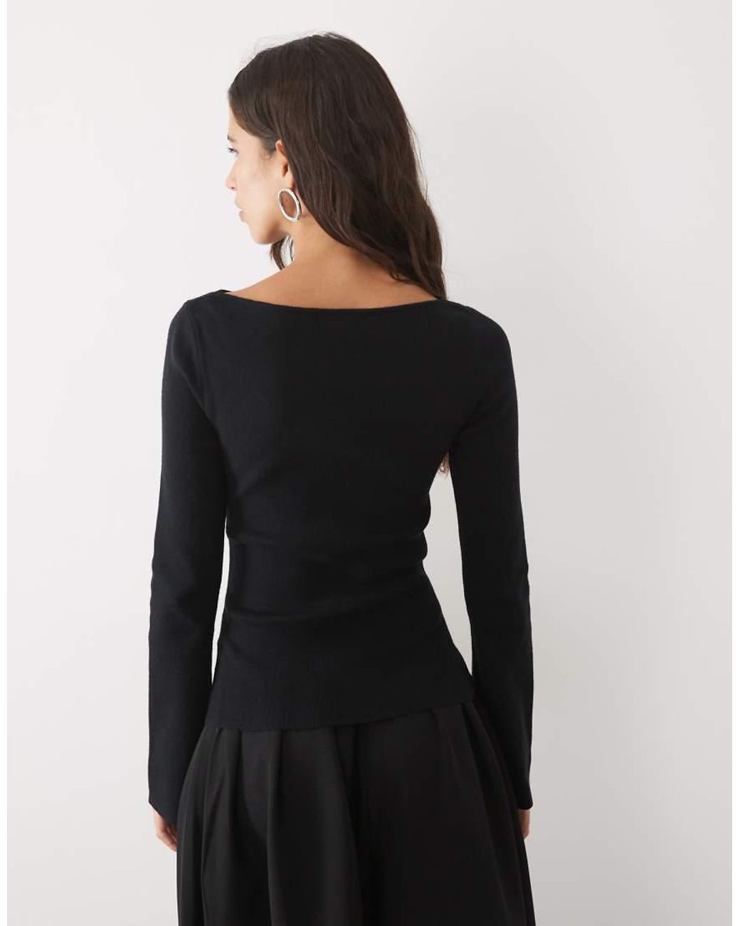 Pretty Lavish Black Knitted Cut Out Long Sleeve Top