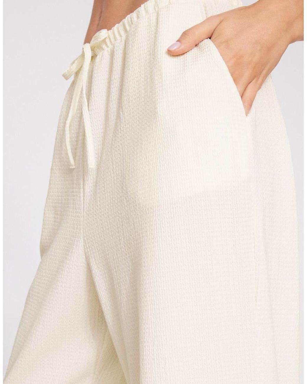 Tezenis White Crinkle Palazzo Trousers
