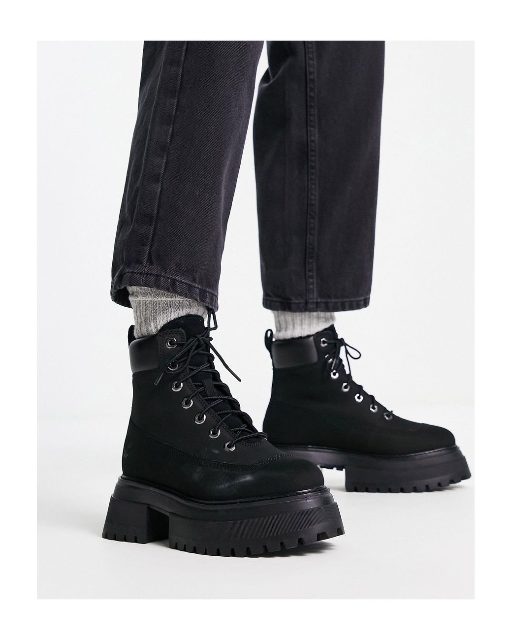 Timberland Sky 6 Inch Lace Up Boots in Black | Lyst