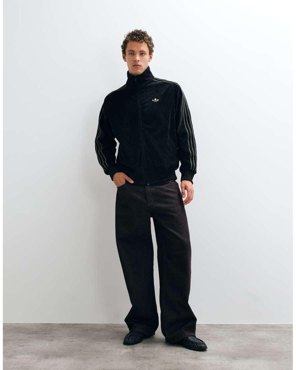 Adidas Originals Blue Firebird Velour Track Top for men