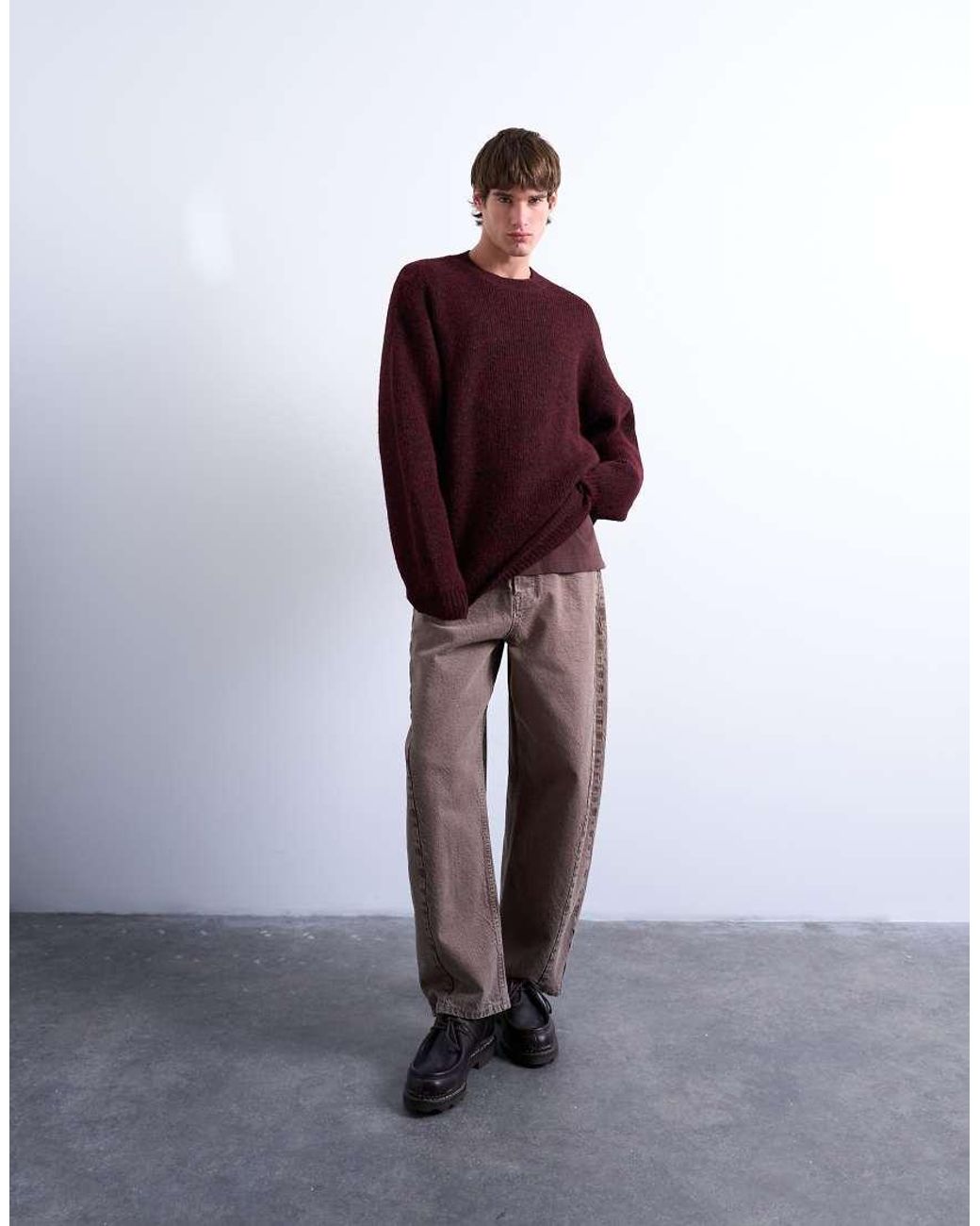Topman Red Oversized Fit Crew Jumper for men