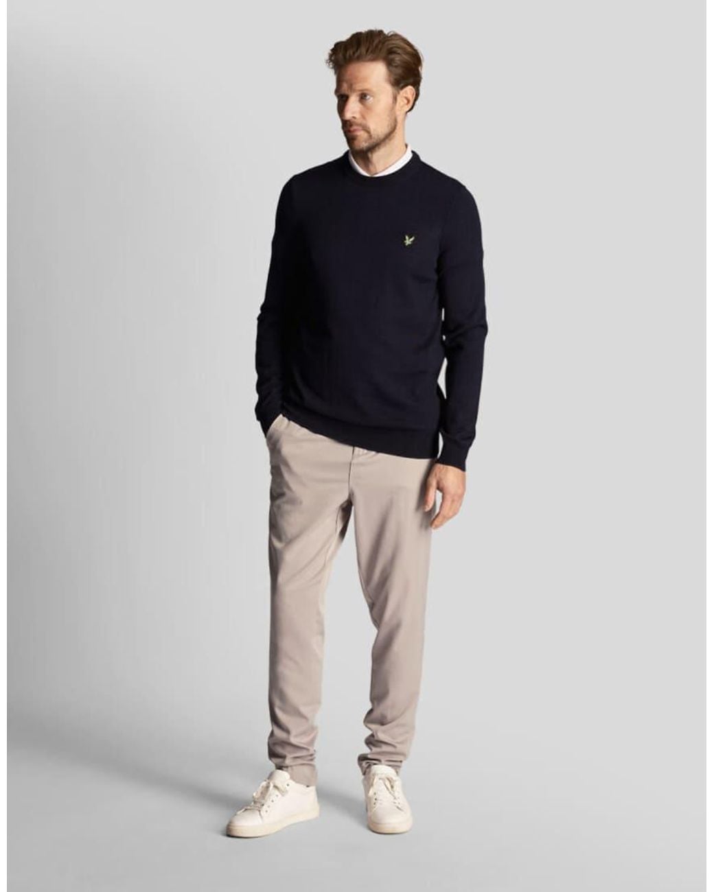 Lyle & Scott Blue Mid Knits Golf Polyblend Crew Neck Pullover for men