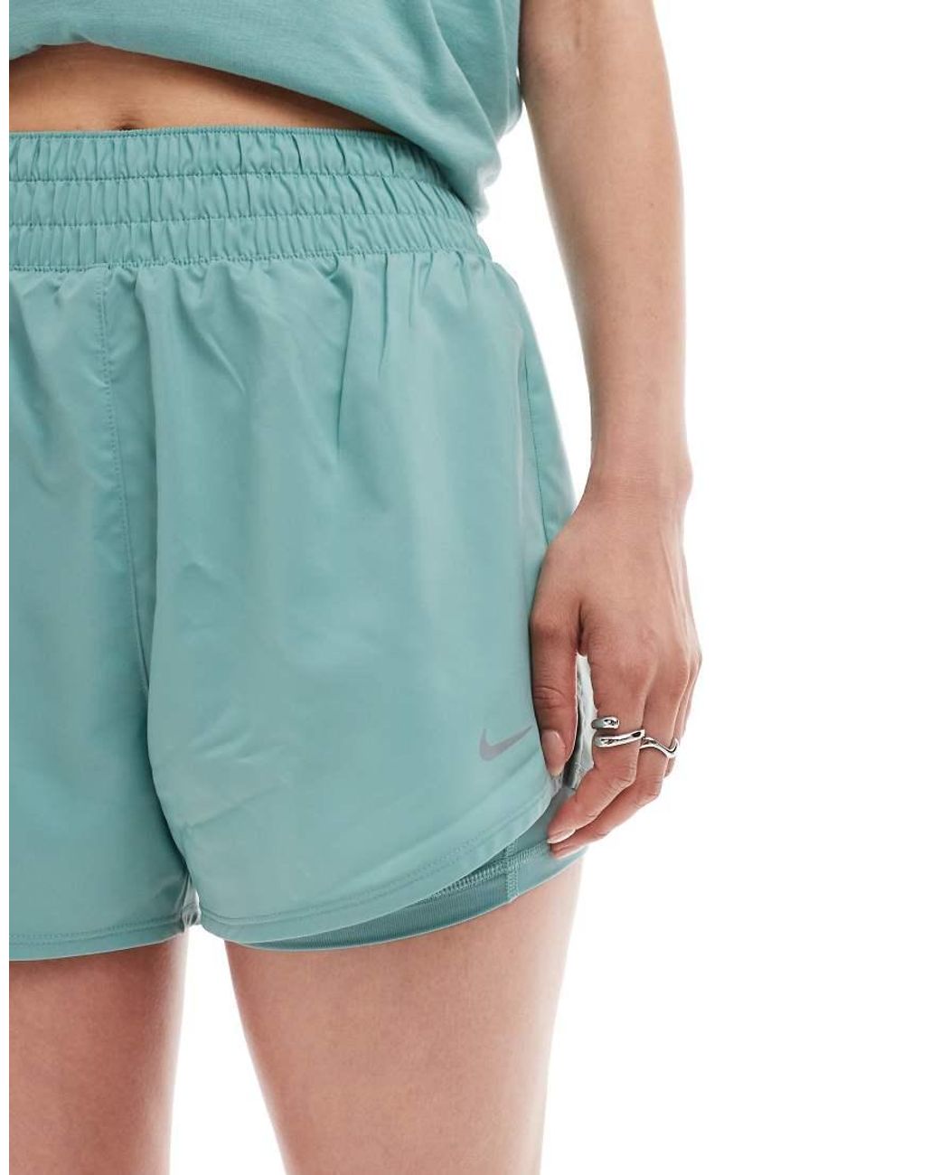Nike Blue Nike One Training Dri-Fit High Waisted 3 Inch 2