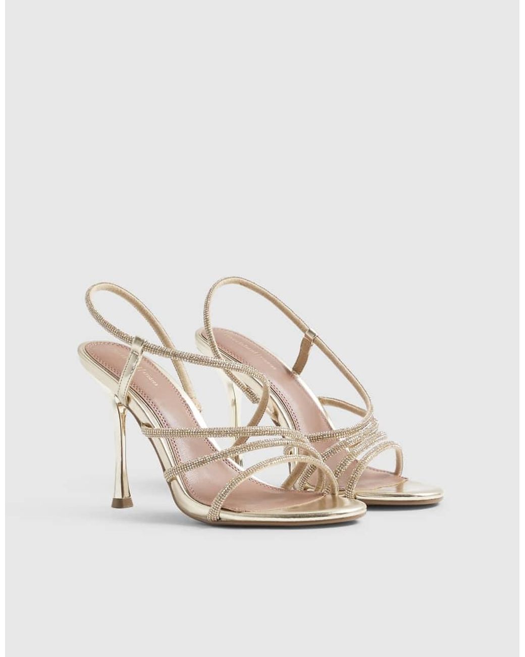 River Island Brown Diamante Strappy Heeled Sandals