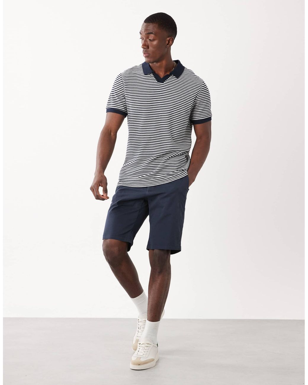 Threadbare – kurzärmliges, gestreiftes polohemd in Blue für Herren