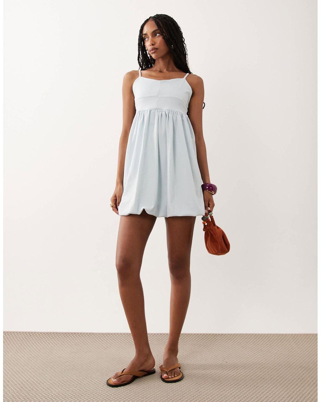 ASOS Natural Cami Mini Bubble Dress With Open Back