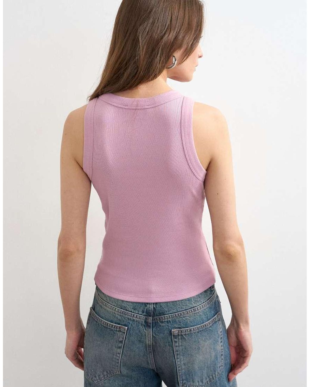 TOPSHOP Purple Rib Racer Vest