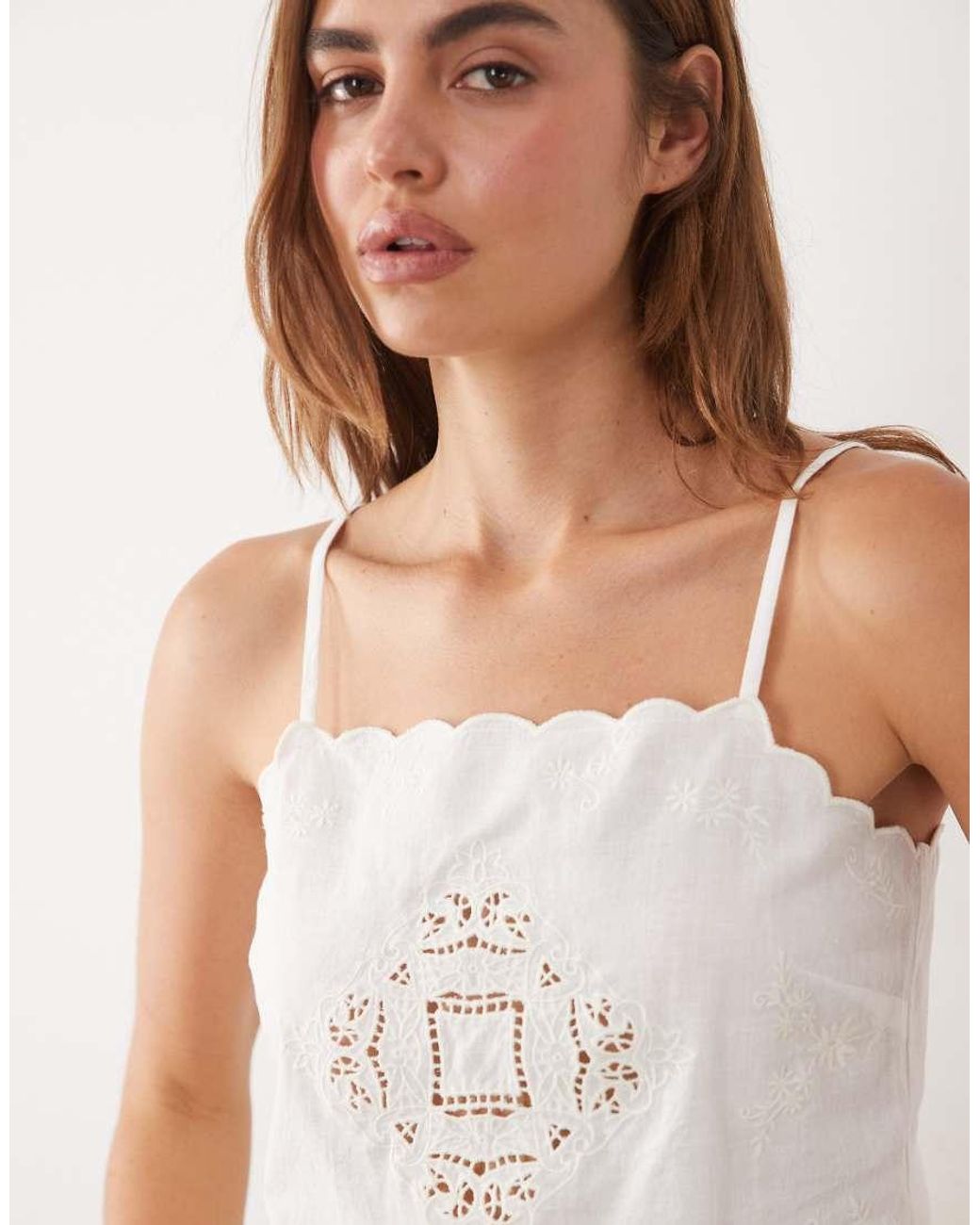 New Look White Embroidered Handkerchief Cami Top
