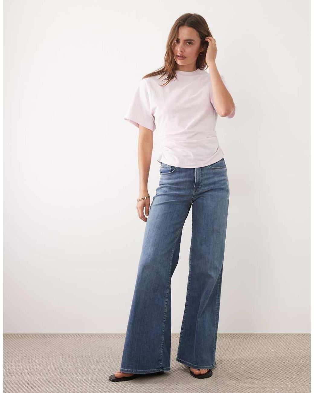 ASOS White Cape Sleeve With Cinched Waist Top