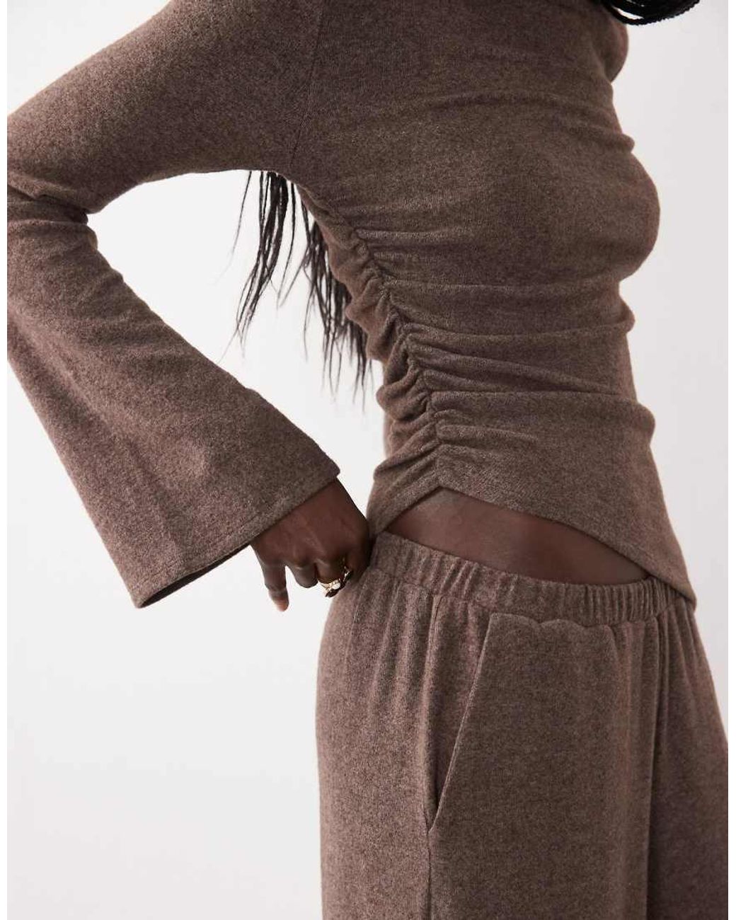 ASOS Brown Supersoft Asym Hem Long Sleeve Top