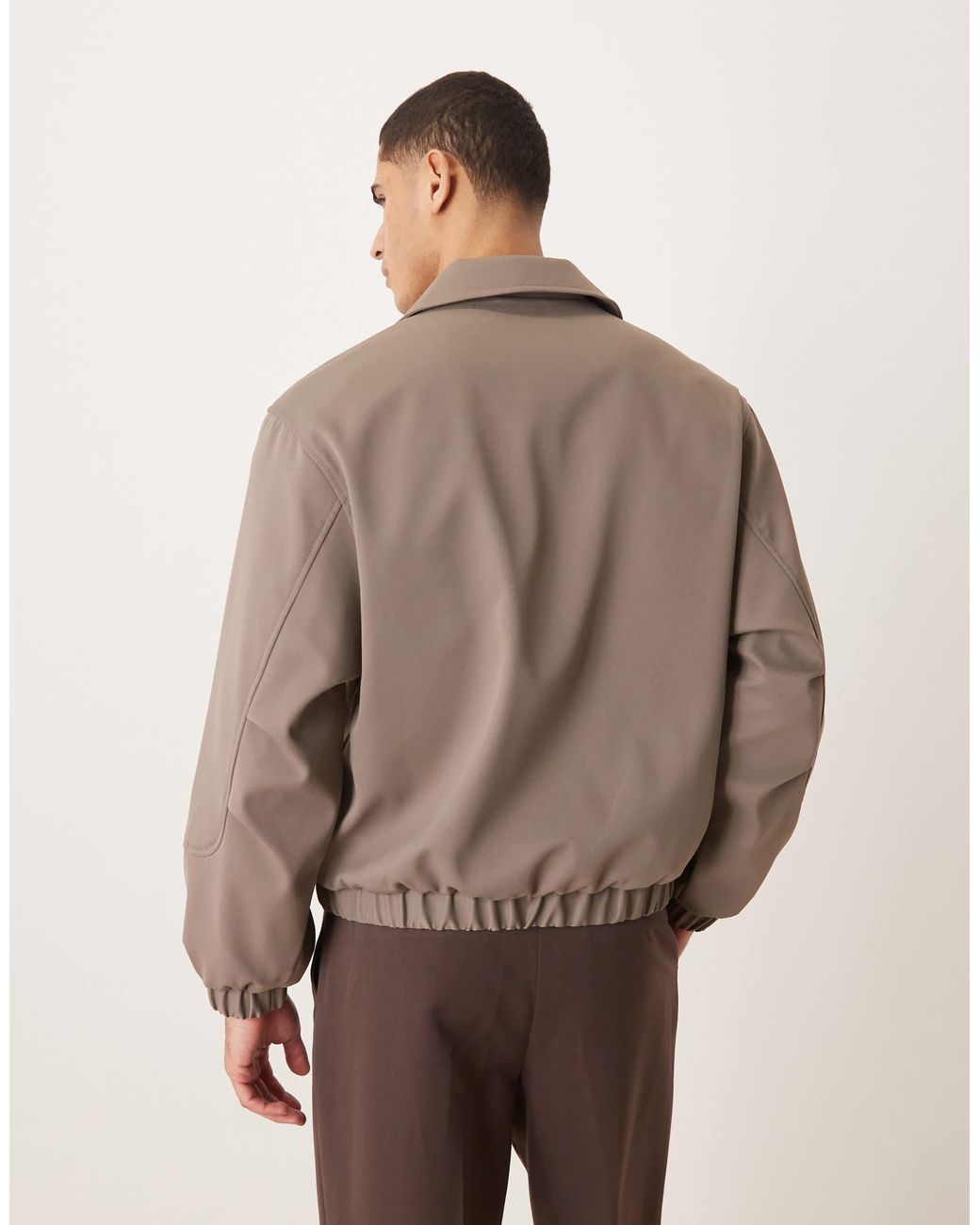 ASOS Natural Relaxed Smart Harrington Jacket for men