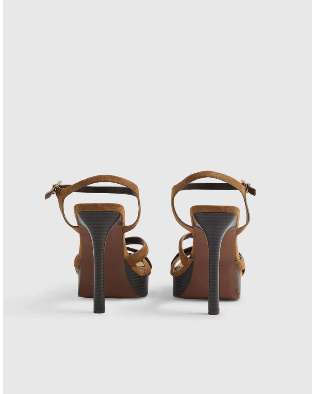 River Island Brown Faux Suede Twisted Heeled Sandals