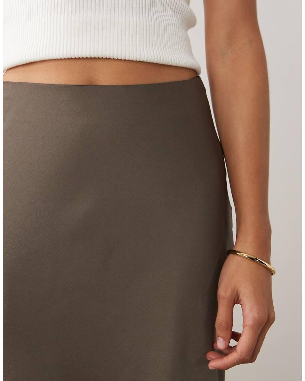 Vila Natural Satin Maxi Skirt